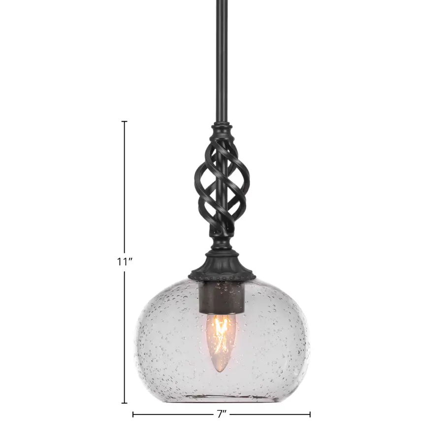 Elegante Stem Hung Mini Pendant with Clear Bubble Glass - Image 2
