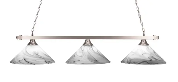 Square 3 Light Island Pendant in Brushed Nickel with Onyx Swirl Glass - Image 1