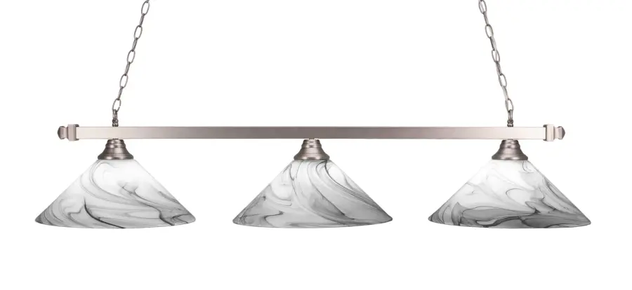 Square 3 Light Island Pendant in Brushed Nickel with Onyx Swirl Glass - Image 1