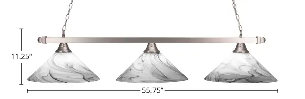 Square 3 Light Island Pendant in Brushed Nickel with Onyx Swirl Glass - Image 2