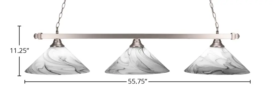 Square 3 Light Island Pendant in Brushed Nickel with Onyx Swirl Glass - Image 2