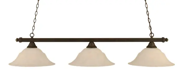 Square 3-Light Island Pendant in Dark Granite with White Marble Glass - Image 1