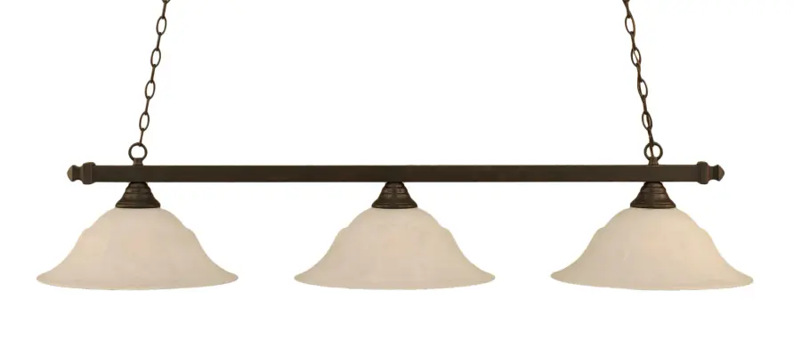 Square 3-Light Island Pendant in Dark Granite with White Marble Glass - Image 1