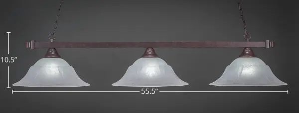 Square 3-Light Island Pendant in Dark Granite with White Marble Glass - Image 2