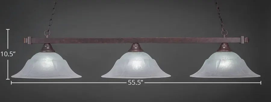 Square 3-Light Island Pendant in Dark Granite with White Marble Glass - Image 2