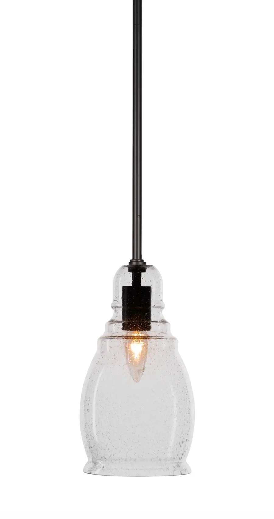 Palisade Stem Hung Pendant with Clear Bubble Glass - Image 1