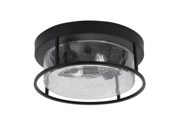 12" Clear Bubble Glass Flush Mount in Matte Black - Image 1