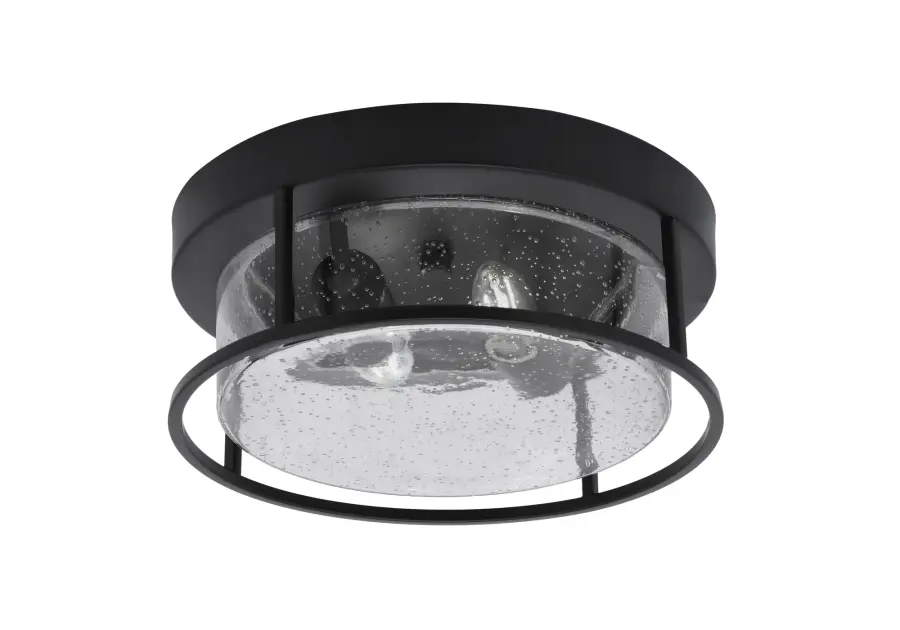 12" Clear Bubble Glass Flush Mount in Matte Black - Image 1