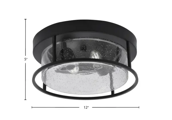 12" Clear Bubble Glass Flush Mount in Matte Black - Image 2