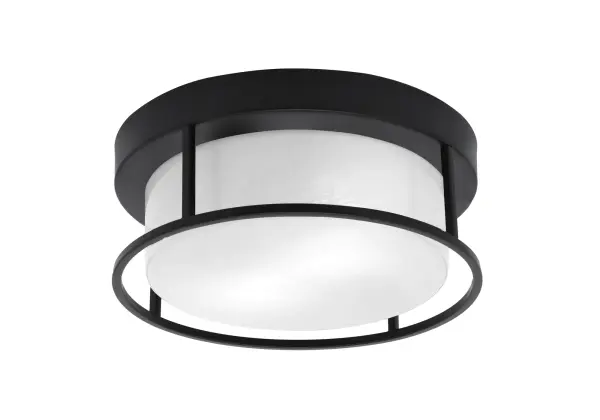 12" White Marble Glass Flush Mount in Matte Black - Image 1