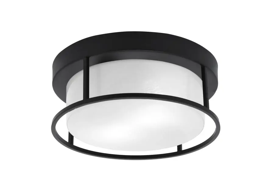 12" White Marble Glass Flush Mount in Matte Black - Image 1