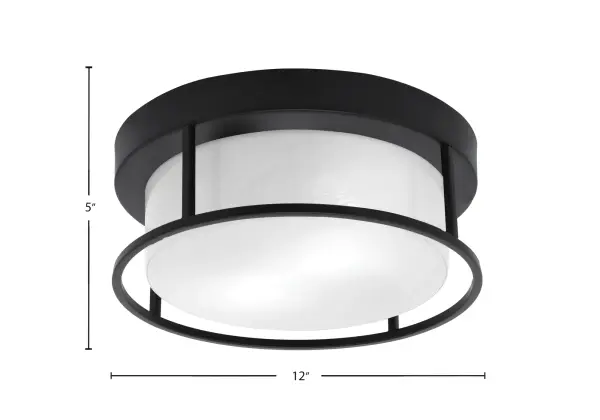 12" White Marble Glass Flush Mount in Matte Black - Image 2