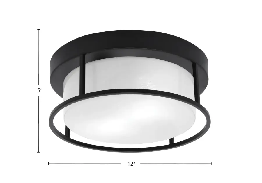 12" White Marble Glass Flush Mount in Matte Black - Image 2