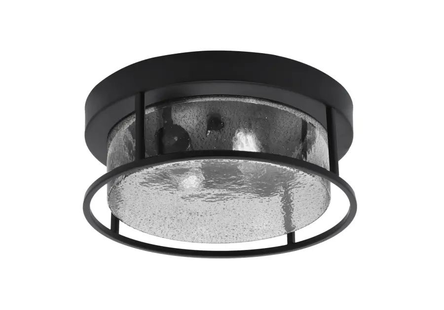 12" Smoke Bubble Glass Flush Mount in Matte Black - Image 1