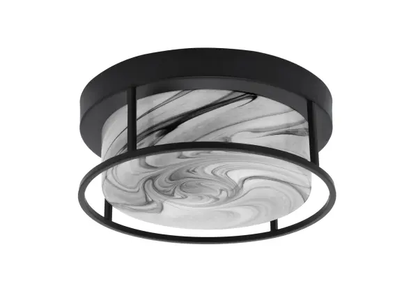 12" Onyx Swirl Glass Flush Mount in Matte Black - Image 1