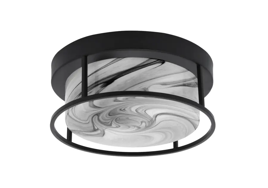 12" Onyx Swirl Glass Flush Mount in Matte Black - Image 1