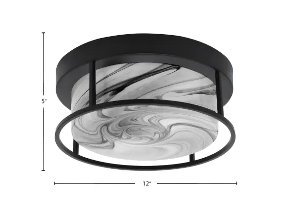 12" Onyx Swirl Glass Flush Mount in Matte Black - Image 2