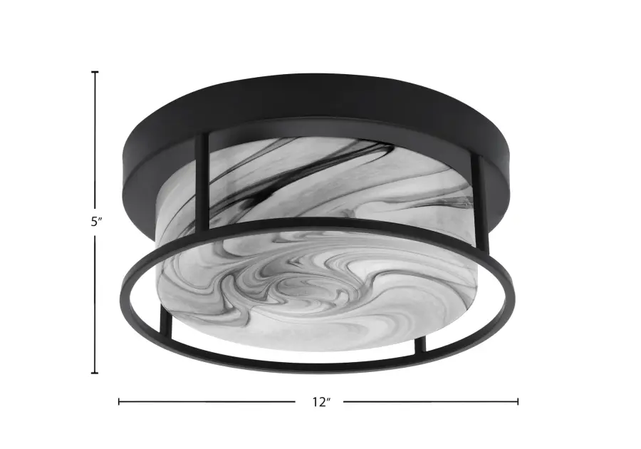 12" Onyx Swirl Glass Flush Mount in Matte Black - Image 2