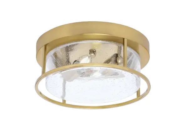 12" Clear Bubble Glass Flush Mount in New Age Brass - Image 1