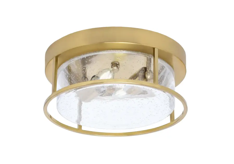 12" Clear Bubble Glass Flush Mount in New Age Brass - Image 1