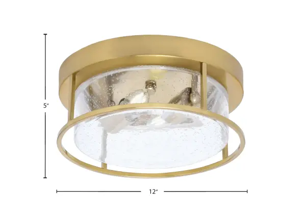 12" Clear Bubble Glass Flush Mount in New Age Brass - Image 2