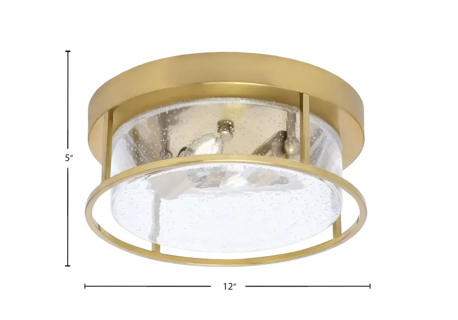 12" Clear Bubble Glass Flush Mount in New Age Brass - Image 2