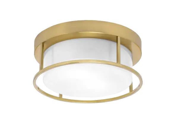 12" White Marble Glass Flush Mount in New Age Brass - Image 1