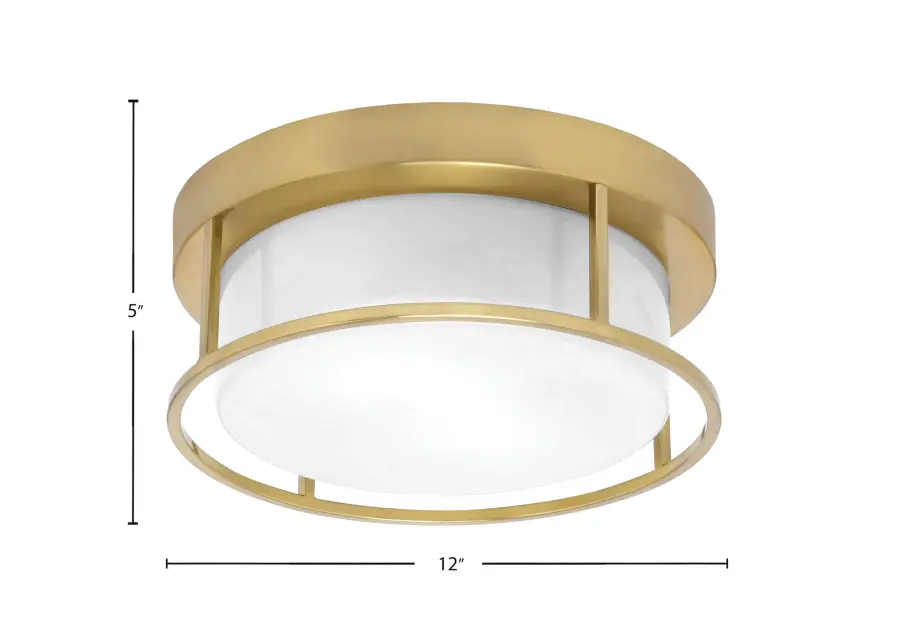 12" White Marble Glass Flush Mount in New Age Brass - Image 2