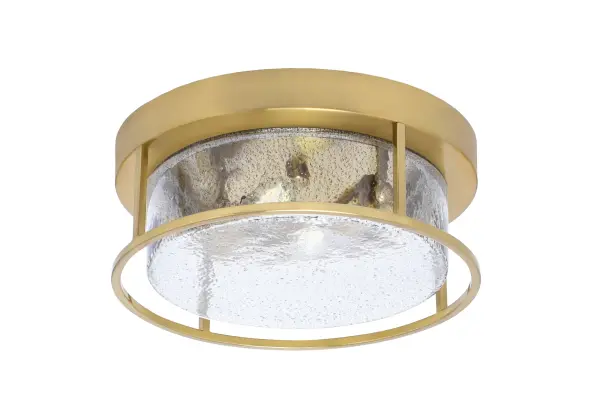 12" Smoke Bubble Glass Flush Mount in New Age Brass - Image 1