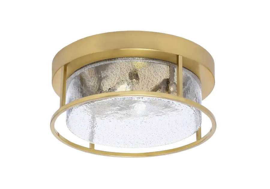 12" Smoke Bubble Glass Flush Mount in New Age Brass - Image 1