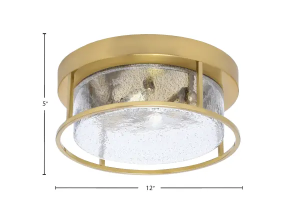12" Smoke Bubble Glass Flush Mount in New Age Brass - Image 2