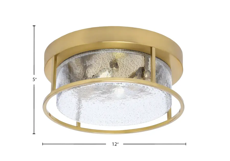 12" Smoke Bubble Glass Flush Mount in New Age Brass - Image 2
