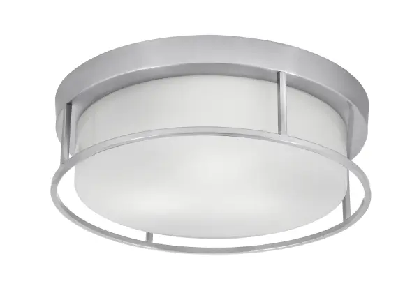 16" White Marble Glass Flush Mount - Brushed Nickel - Image 1