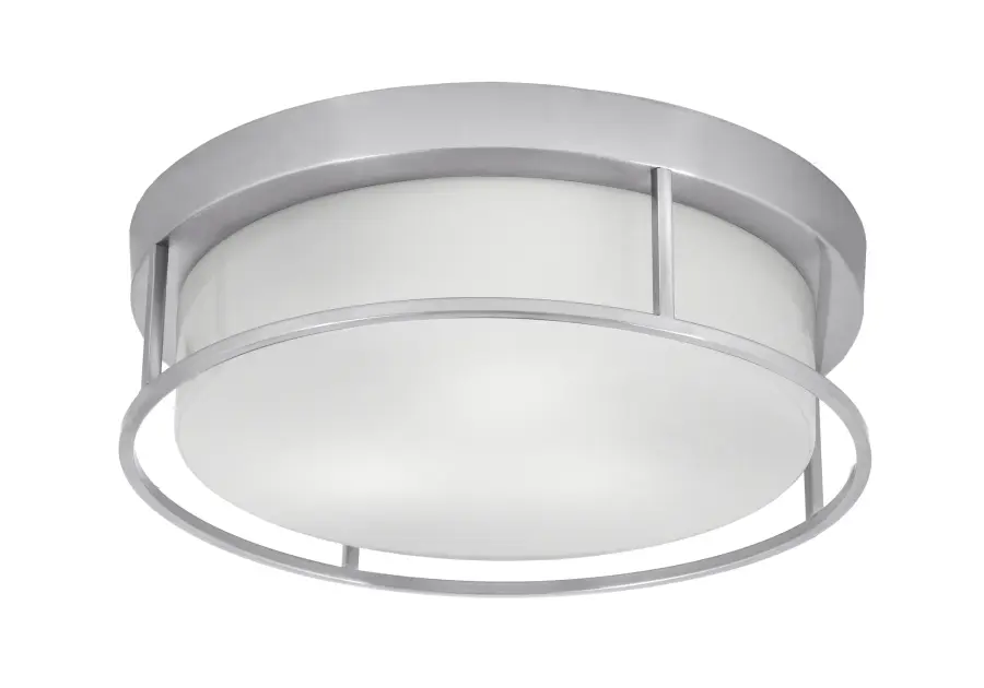 16" White Marble Glass Flush Mount - Brushed Nickel - Image 1