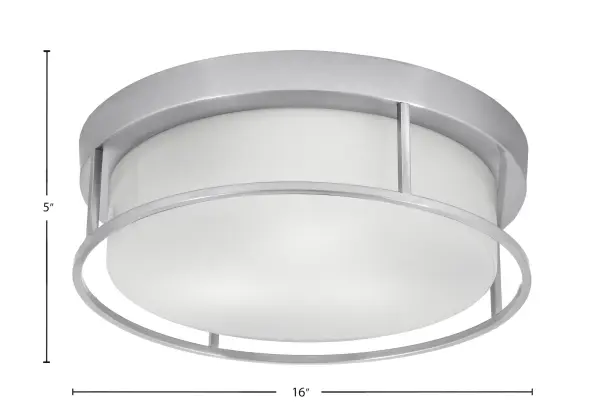 16" White Marble Glass Flush Mount - Brushed Nickel - Image 2