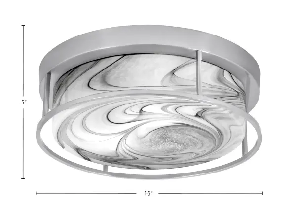 16" Onyx Swirl Glass Flush Mount in Brushed Nickel - Image 2
