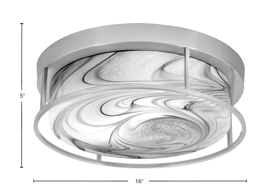 16" Onyx Swirl Glass Flush Mount in Brushed Nickel - Image 2