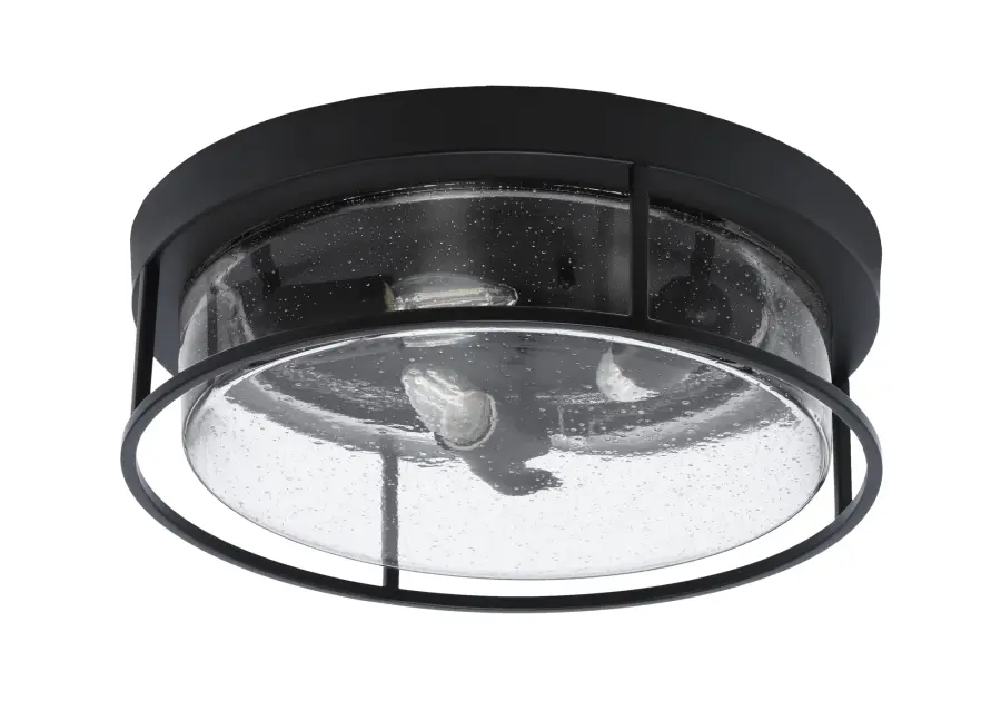 16" Clear Bubble Glass Flush Mount in Matte Black - Image 1