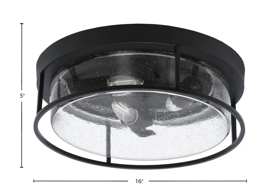 16" Clear Bubble Glass Flush Mount in Matte Black - Image 2