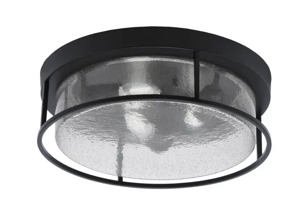 This 16-inch flush mount combines a modern matte black finish with unique smoke bubble glass for a sophisticated look. Perfect for low-ceiling spaces, it provides ample illumination while adding contemporary style.