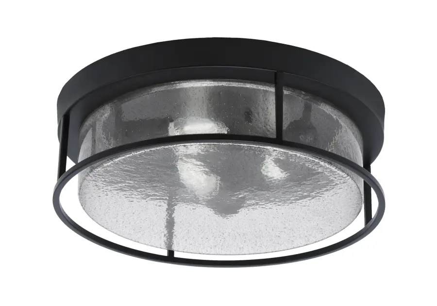 16" Smoke Bubble Glass Flush Mount in Matte Black - Image 1
