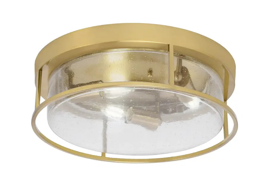 16" Clear Bubble Glass Flush Mount in New Age Brass - Image 1