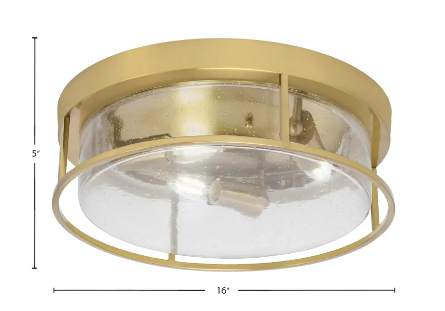16" Clear Bubble Glass Flush Mount in New Age Brass - Image 2