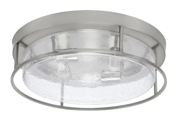 This 18-inch flush mount combines contemporary styling with unique bubble glass for textured illumination. The brushed nickel finish and 4-light configuration provide ample brightness for medium-sized spaces.