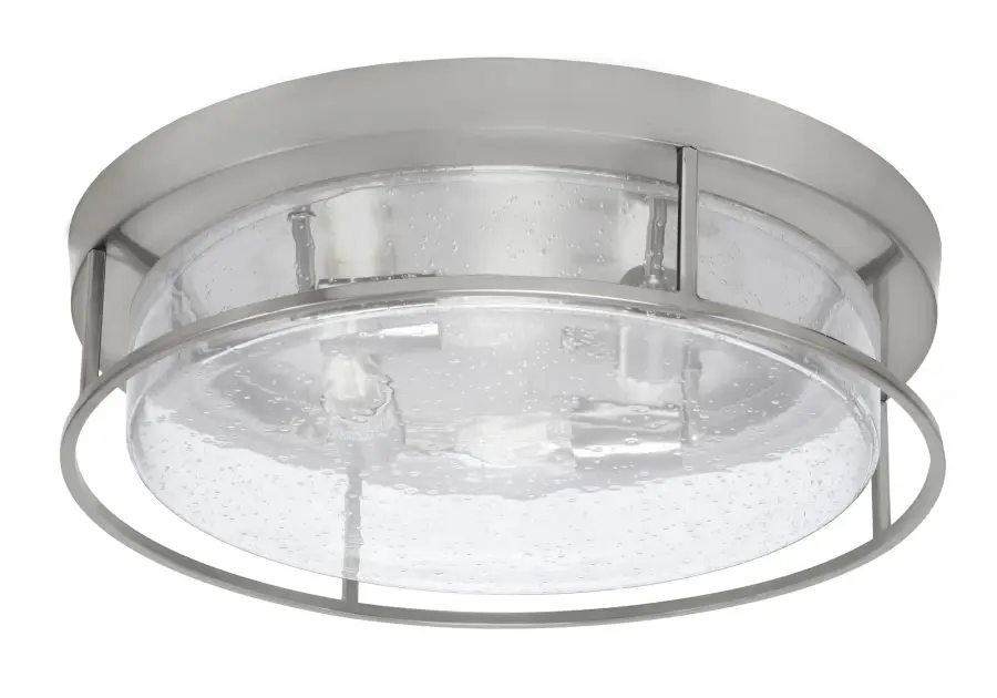 18" Clear Bubble Glass Flush Mount in Brushed Nickel - Image 1