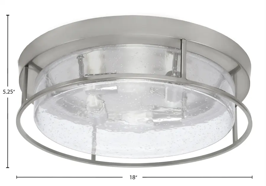 18" Clear Bubble Glass Flush Mount in Brushed Nickel - Image 2