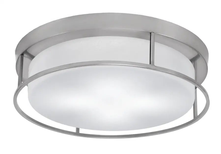 18" Brushed Nickel Flush Mount with White Marble Glass - Image 1
