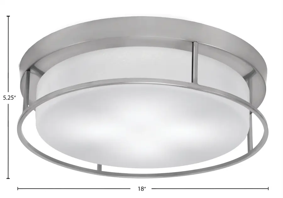 18" Brushed Nickel Flush Mount with White Marble Glass - Image 2