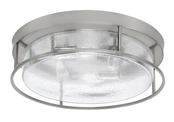 This 18-inch flush mount combines a sleek brushed nickel finish with unique smoke bubble glass, creating sophisticated ambient lighting. The 4-bulb configuration provides ample illumination while the textured glass adds visual interest.