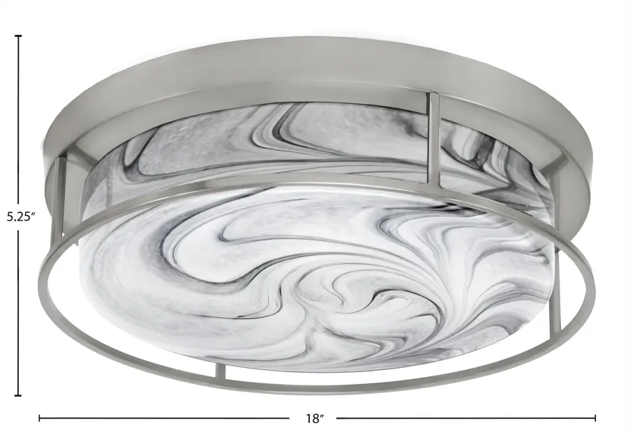 18" Onyx Swirl Glass Flush Mount in Brushed Nickel - Image 2
